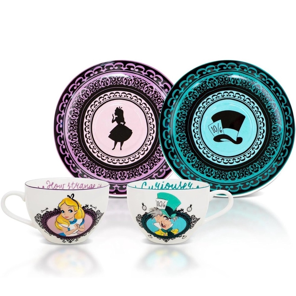 Disney Alice in Wonderland With Mad Hatter Bone China Teacup and Saucer Set of 2 - Picture 2 of 6